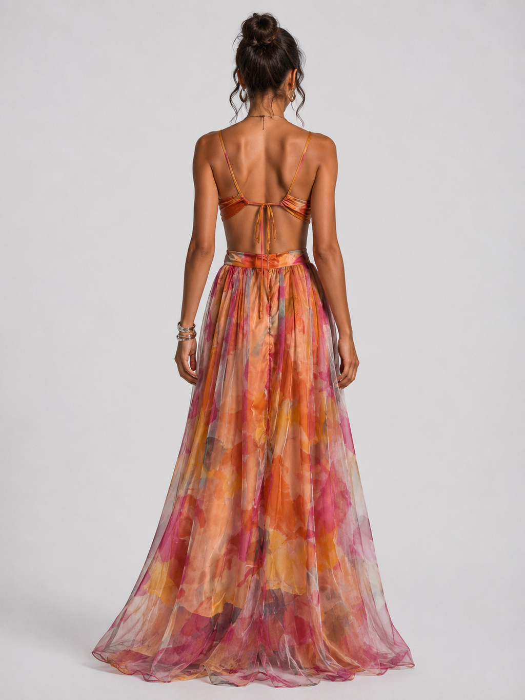 CORAL | VESTIDO LARGO CON ESTAMPADO FLORAL