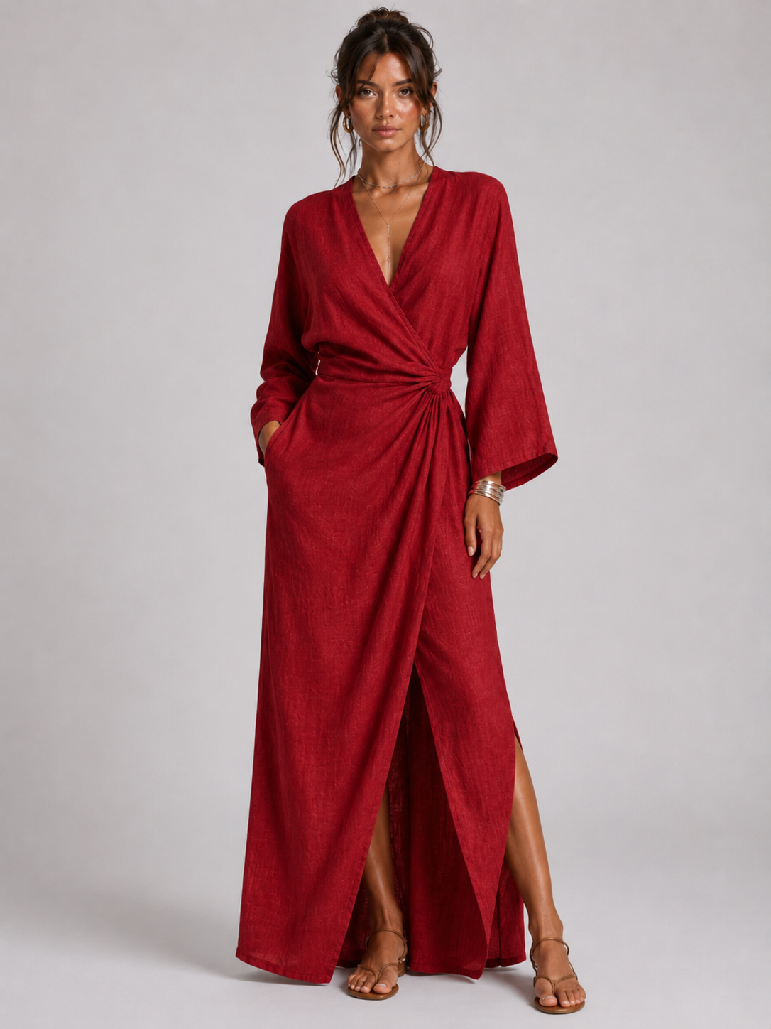 CELESTE | VESTIDO LARGO CON ESCOTE EN V