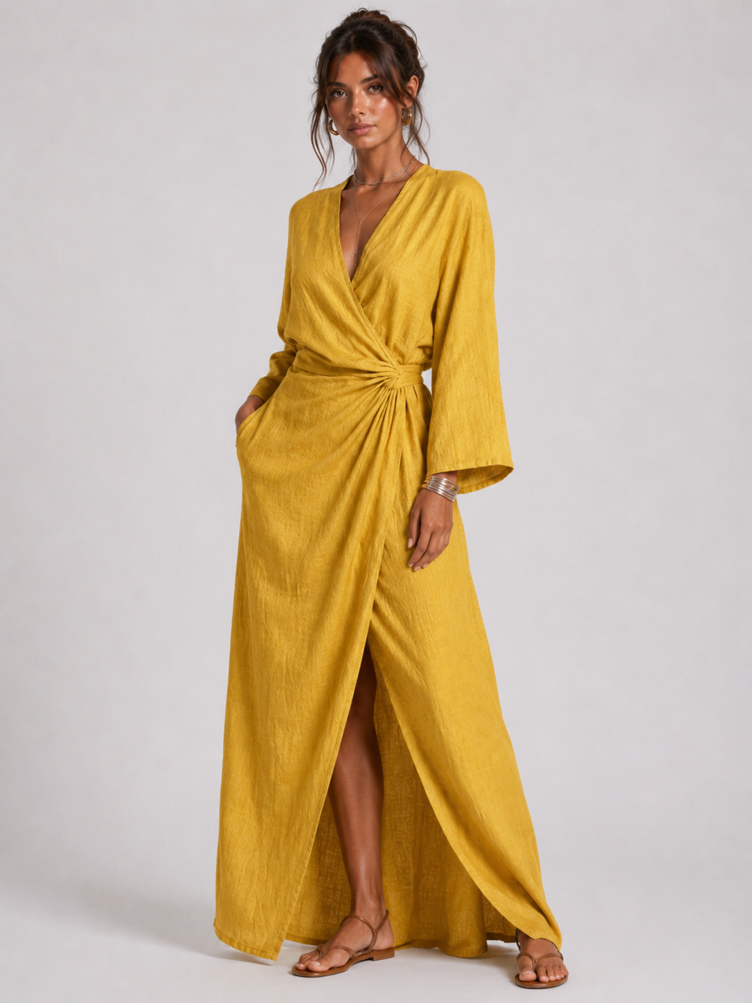 CELESTE | VESTIDO LARGO CON ESCOTE EN V