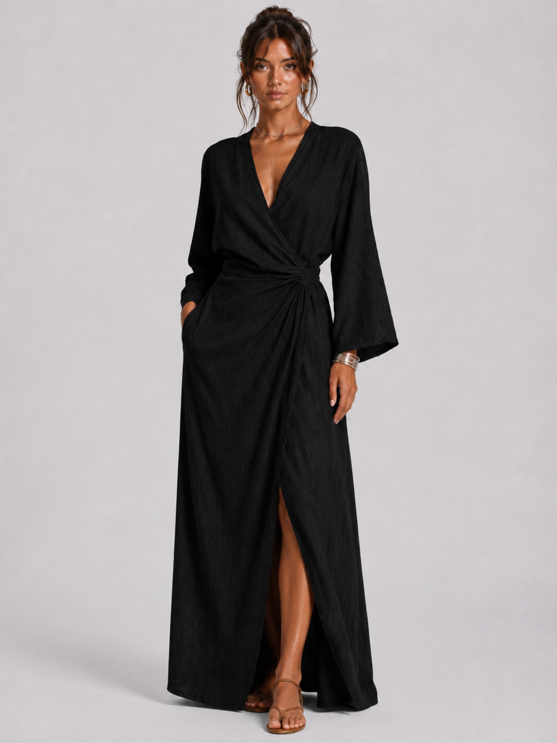 CELESTE | VESTIDO LARGO CON ESCOTE EN V