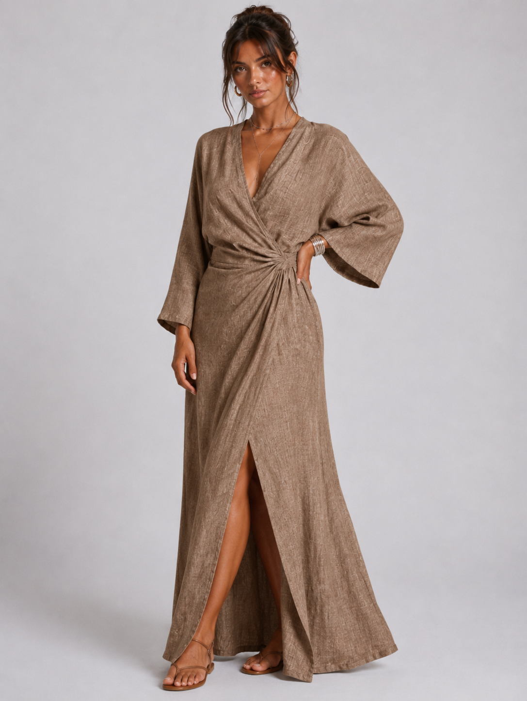 CELESTE | VESTIDO LARGO CON ESCOTE EN V