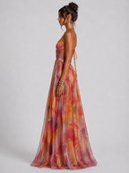 CORAL | VESTIDO LARGO CON ESTAMPADO FLORAL