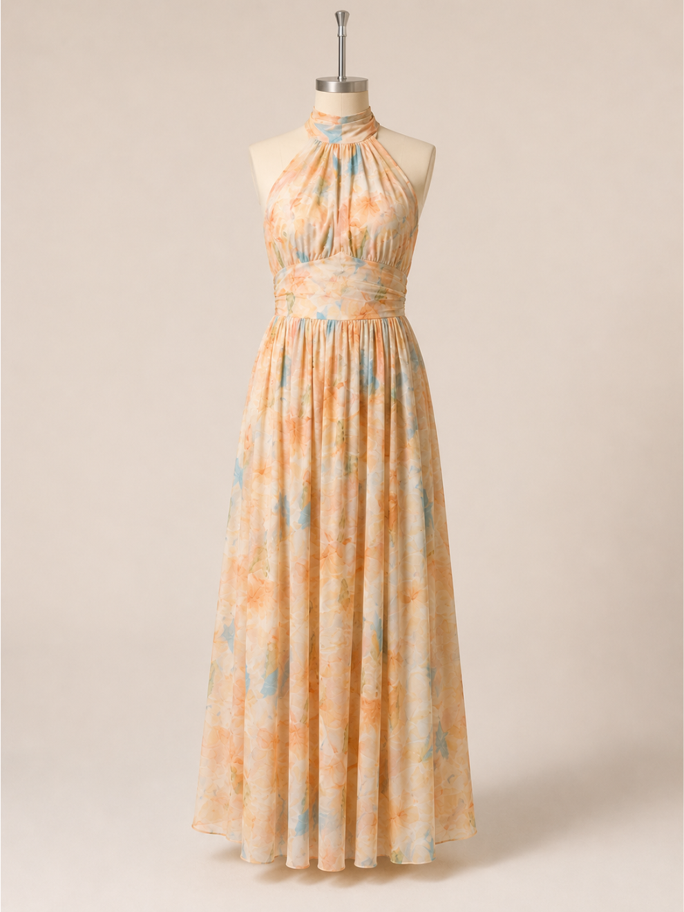 NOVA | VESTIDO CON ESCOTE HALTER Y ESTAMPADO DE ACUARELA